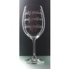 Sklenice 1ks na víno 450ml - velký problém-malý problém-žádný problém  - ručně ryté (broušené) dárková krabička