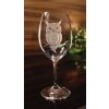 Sklenice na víno 1ks Klara 450ml s rytinou sovy  - ručně ryté (broušené), dárková krabička, dárek pro učitelku