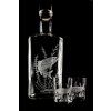 lahev na slivovici 0,5l + 2ks likér 60ml, s rytinou pstruha  - ručně ryté (broušené) dárková krabička, dárek pro rybáře, pstruh