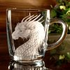 Hrníček na čaj 300ml s rytinou draka  - ručně ryté (broušené) dárková krabička