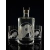lahev 0,7l a 2ks sklenek na whisky s rytinou španělské kytary  - ručně ryté (broušené) dárková krabička, dárek pro hudebníka