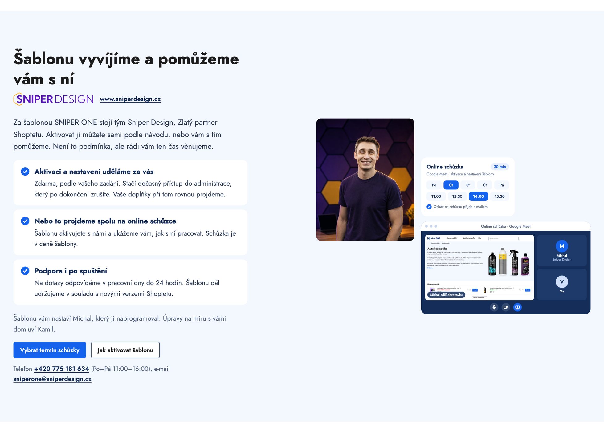 Uvítací text na úvodní stránce ukázkového e-shopu