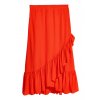 womens calf length flounced skirt orange hm orange skirts