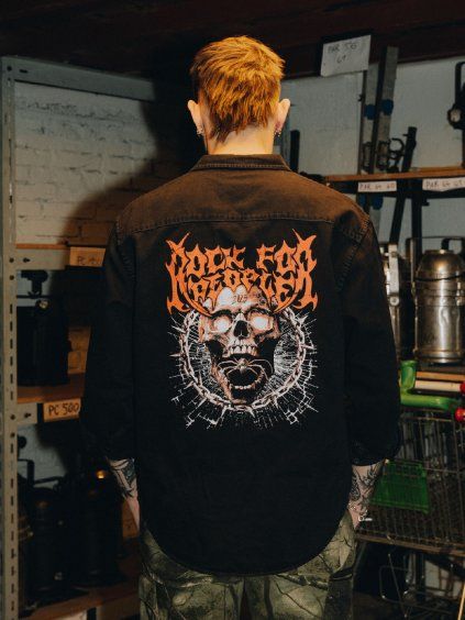 Denim košile Skull