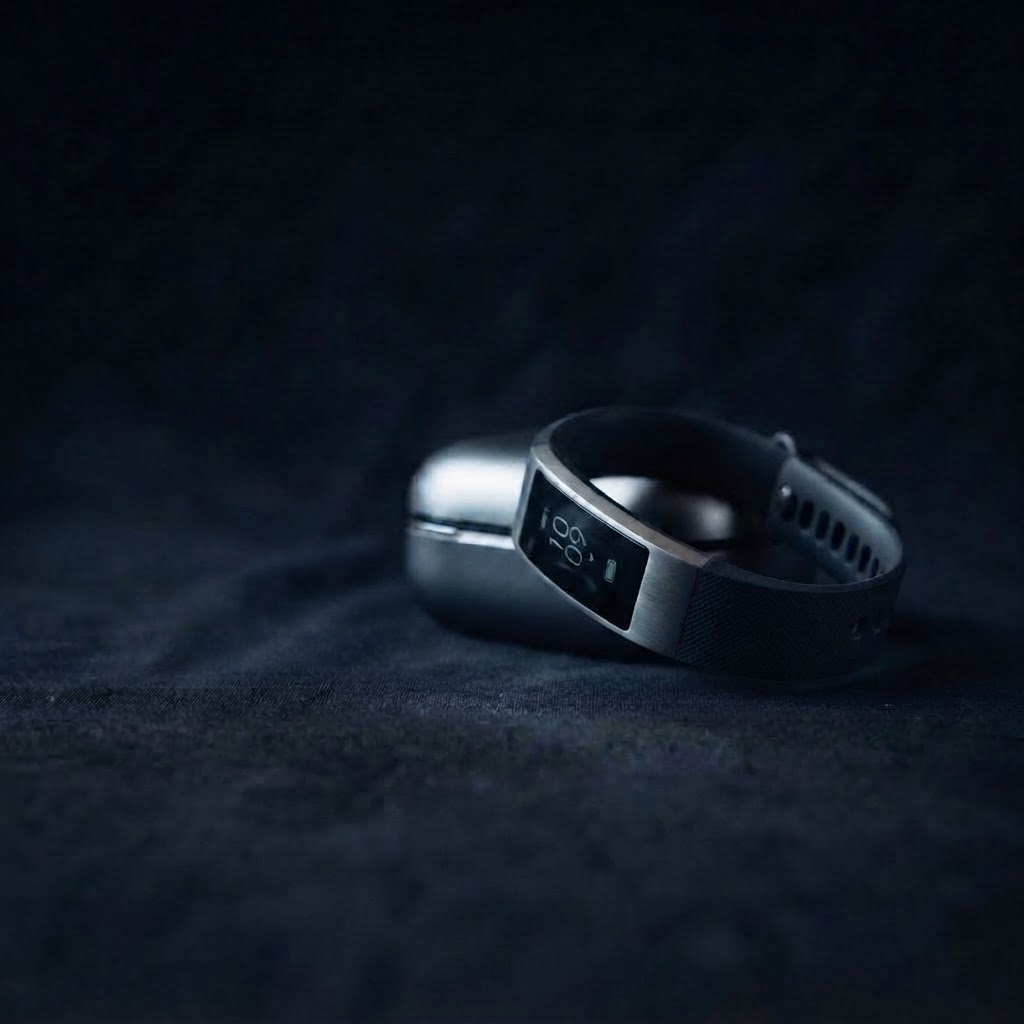 Sports watch among green plants