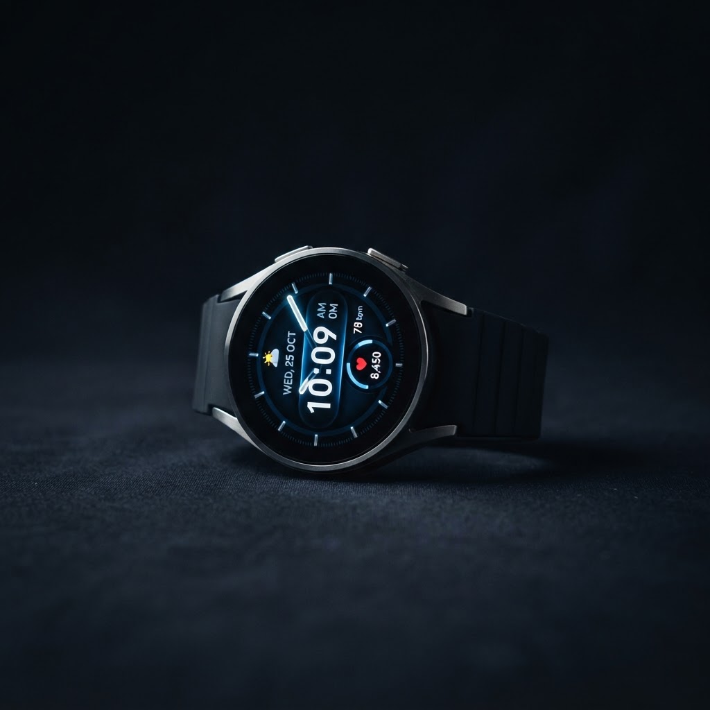 Smart watch among green plants