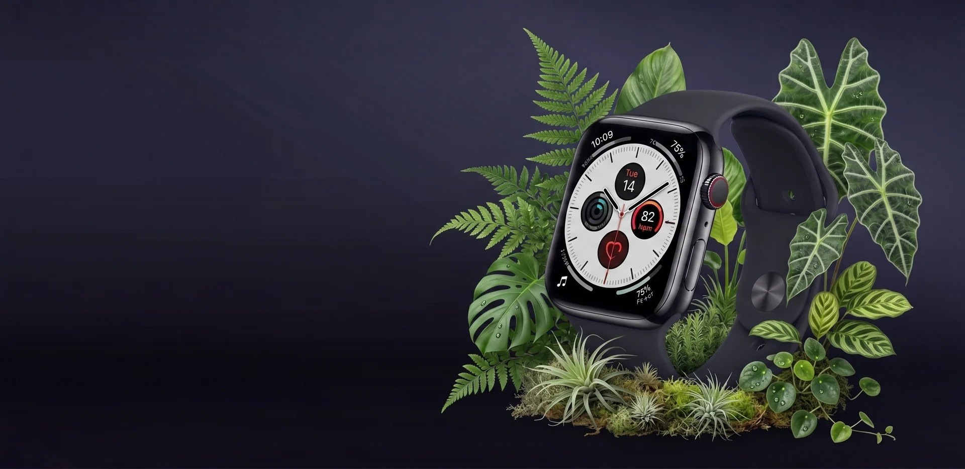 Apple Watch among green plants