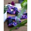 Saténová gumička Scrunchie autorský originální design Temné tulipány 1