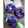 Saténová gumička Scrunchie autorský originální design Temné tulipány 3