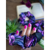 Saténová gumička Scrunchie autorský originální design Temné tulipány 4