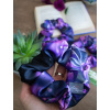 Saténová gumička Scrunchie autorský originální design Temné tulipány 6