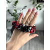 Saténová gumička scrunchie Úzká Nespoutaná Černobílá (4)