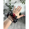 Saténová gumička scrunchie Úzká Nespoutaná Černobílá (5)