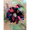 Saténová gumička scrunchie Bohatá Nespoutaná modročerná (2)