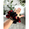Saténová gumička scrunchie Bohatá Nespoutaná modročerná (6)
