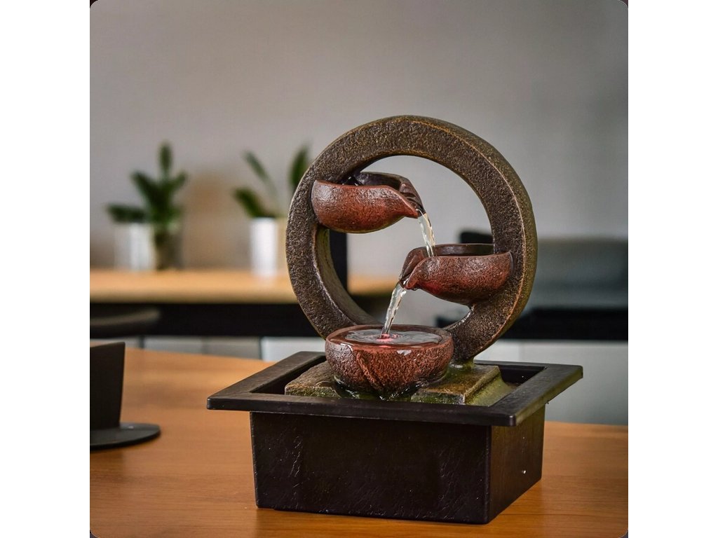 Zen Terai Fountain Zen Decor Idea Colored LED Light Cascade Water Flow Relaxing Atmosphere Gift