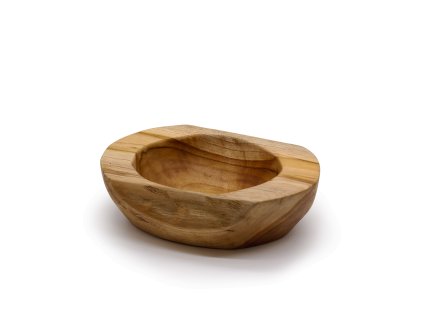 12218 awm stredna miska z teakoveho dreva v prirodnom tvare 20x7cm 1ks