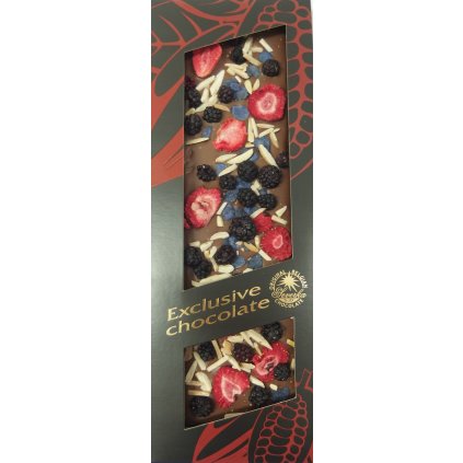 T-Severka Tabulková čokoláda exclusive-ostružina, jahody, mandle, fialky mléčná 120g