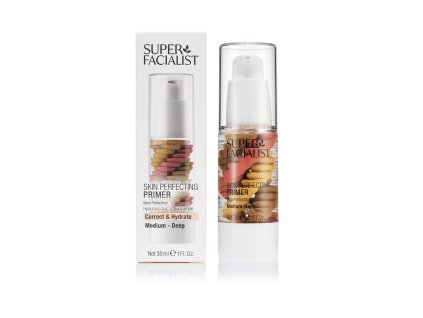 5060929656554 BA SF26281 SUPER FACIALIST SKIN PERFECTING PRIMER medium deep FOP Carton + Bottle upr