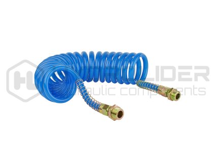 Modr  spir lov  pneumatick , M22x1,5, d‚lka 5 m, vyroben  z polyethylenu.
