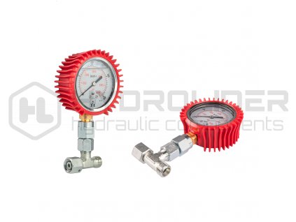 Glycerinově manometr 0 - 400 bar s T-kusem BBA M14x1,5 a pýipojenˇm