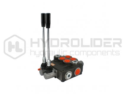 2-sekźnˇ hydraulickě rozdŘlovaź 160l/min s odpru§enou p kou s automat polohov nˇ do polohy 0 s cˇvkou pro ovl d nˇ hydromotoru