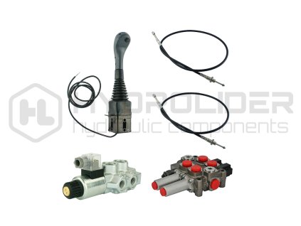 3sekźnˇ hydraulick  sada: 60L rozdŘlovaź + 6/2 solenoidově ventil + joystick s jednˇm tlaźˇtkem + dva 3m kabely