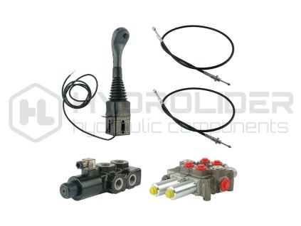 3sekźnˇ hydraulick  sada 120L/min: Joystick 1 tlaźˇtko + 2x 2,5m kabel + 2sekundově rozdŘlovaź 120L s jednou plovoucˇ sekcˇ + Solenoidově ventil