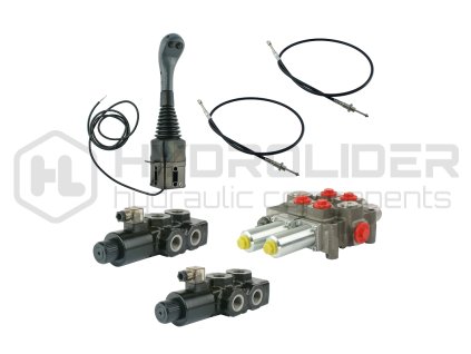 4-sekźnˇ hydraulick  sada: 120L rozdŘlovaź s plovoucˇ sekcˇ + joystick se dvŘma tlaźˇtky + dva 2,5m kabely + 2x 6/2 elektromagnetickě ventil
