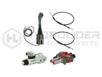 3-sekźnˇ sada hydraulick‚ho joysticku 1 tlaźˇtko + 2x 2m kabel + 2sek. dŘliź 60l + elektroventil 6/2 pro týetˇ sekci (drap k, krokoděl)