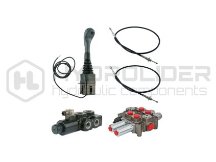 3-sekźnˇ sada hydraulick‚ho joysticku 1 tlaźˇtko + 2x 3m kabel + 2-sekundově rozdŘlovaź 90l + elektroventil 6/2 pro týetˇ sekci (drap k, krokoděl)