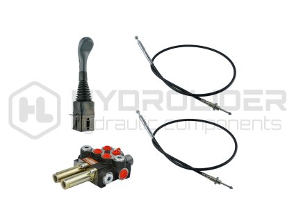 2-sekźnˇ hydraulick  sada 40L/min: Joystick bez tlaźˇtka + 2x Kabel 1m + 2sek. rozdŘlovaź 40L s jednou plovoucˇ sekcˇ
