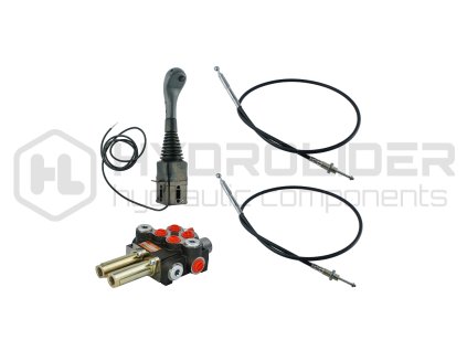 2-sekźnˇ hydraulick  sada 40L/min: Joystick 1 tlaźˇtko + 2x Kabel 2,5m + 2sek. rozdŘlovaź 40L s jednou plovoucˇ ź stˇ