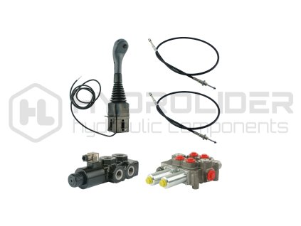 Hydraulick  sada 3-sekźnˇ joystick 1 tlaźˇtko + 2x 1m kabel + 2-sek. rozdŘlovaź 120l (1x plovoucˇ) + 6/2 elektromagnetickě ventil pro týetˇ sekci (drap k, krokoděl)