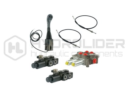 Hydraulick  sada 4sekźnˇ joystick 2 tlaźˇtka + 2x 1,5m kabel + 2sek. separ tor 120l + 2x elektromagnetickě ventil 6/2 pro 3 a 4 sekce (drap k, krokoděl)