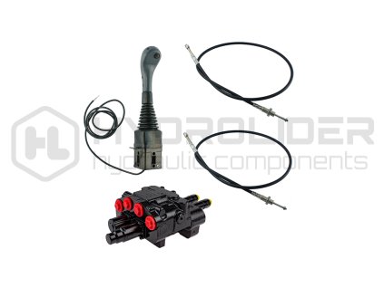 2-sekźnˇ hydraulick  sada 80L/min: Joystick 1 tlaźˇtko + 2x Kabel 1m + 2-sekźnˇ rozdŘlovaź 80L LS s jednou plovoucˇ sekcˇ