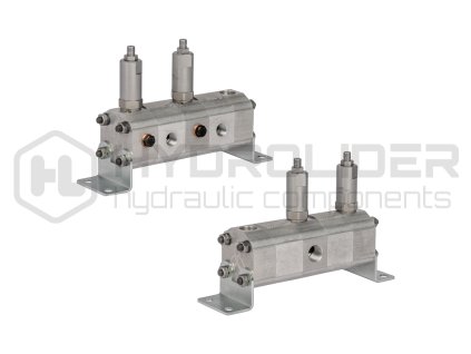 Pýesně ozubeně dŘliź pr…toku oleje GR10 2x1,2cm3 1xIN - 2xOUT s vyrovn vacˇmi ventily. Rozsah vstupnˇho pr…toku oleje: 3 - 8,4L/min