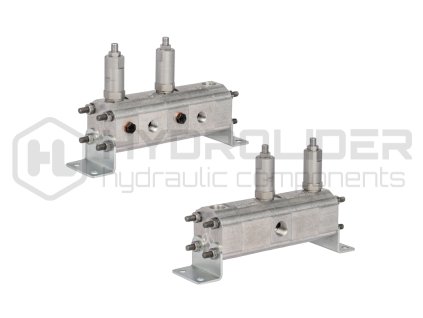 Pýesně ozubeně dŘliź pr…toku oleje GR10 2x3,2cm3 1xIN - 2xOUT s vyrovn vacˇmi ventily. Rozsah vstupnˇho pr…toku oleje: 7,6 - 21,6L/min.