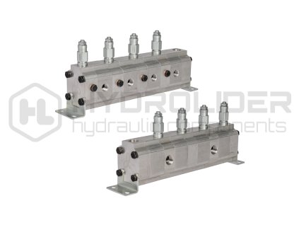 Pýesně ozubeně dŘliź pr…toku oleje GR20 4x5,9cm3 2xIN - 4xOUT s vyrovn vacˇmi ventily. Rozsah vstupnˇho pr…toku oleje: 29,2 - 67,2L/min.