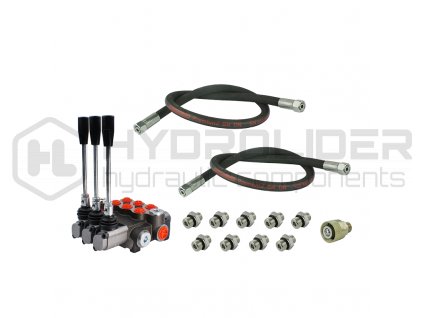 Sada: hydraulickě rozvadŘź 3 sekźnˇ 40L s hydraulickěmi hadicemi a pýˇpojkami pro pýipojenˇ k traktoru Zetor 5211-7211