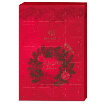 Čokoládový adventní kalendář velký - Vánoční věnec, 190g