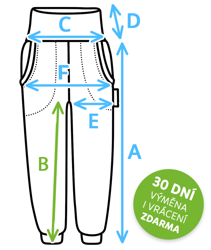 Velikostní tabulka dětských letních softshellových kalhot s vysokým pasem