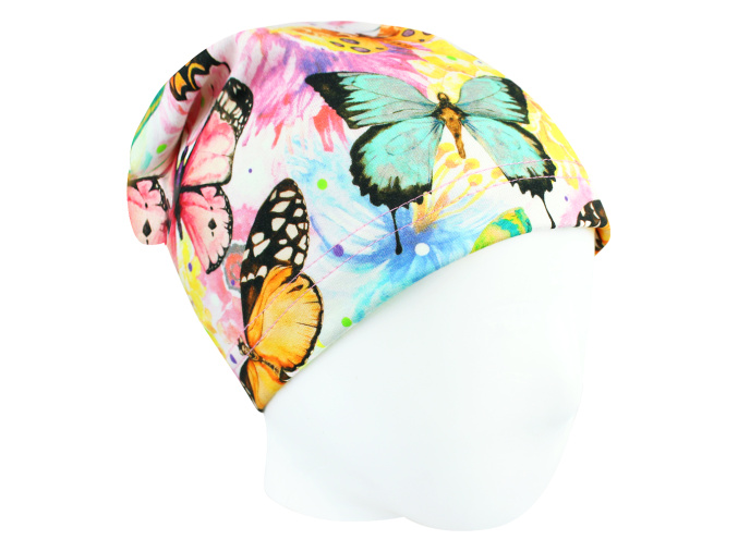 Dívčí jarní podzimní čepice motýlci