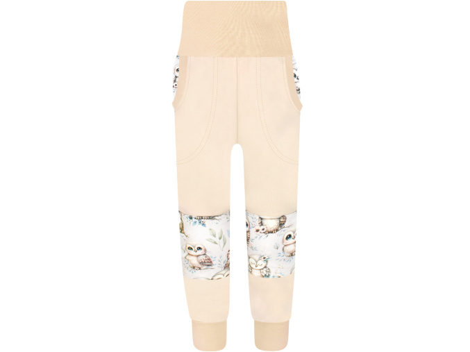 SLIM Dívčí tepláky s dvojitými koleny sovičky