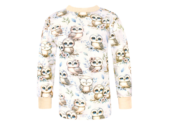 Dívčí triko s dlouhým rukávem Sovičky