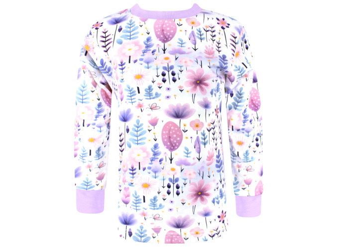 Dívčí triko s dlouhým rukávem Kytičky
