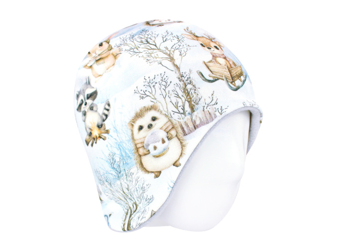 Dětská zateplená čepice zimní krajina