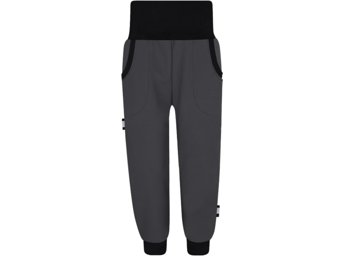 Dětské tmavě šedé softshellové kalhoty s fleecem