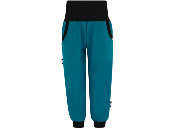 Dětské petrolejové softshellové kalhoty s fleecem