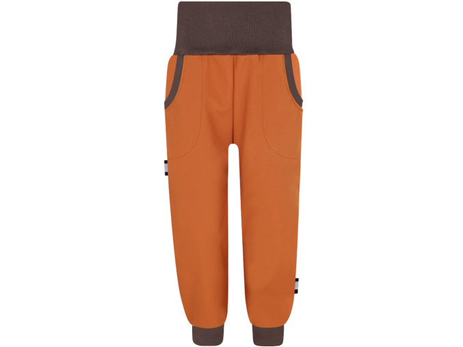 Dětské hnědé softshellové kalhoty s fleecem